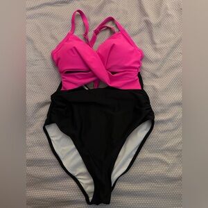 Eomenie tummy control one piece bathing suit with cutouts and tie back